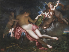 Adolescent Cupid weeping over the portrait of Psyche whom he has lost, 1792. Creator: Meynier, Charles (1768-1832).