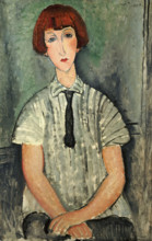 Young Girl with a Striped Blouse, 1917. Creator: Modigliani, Amedeo (1884-1920).