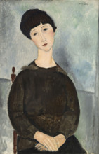 Black Hair or Young brown-haired girl sitting. Creator: Modigliani, Amedeo (1884-1920).