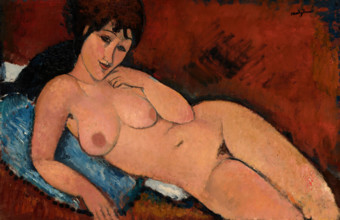 Nude on a Blue Cushion, 1917. Creator: Modigliani, Amedeo (1884-1920).