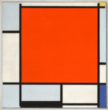 Composition with Large Red Plane, Bluish Gray, Yellow, Black and Blue, 1922. Creator: Mondrian, Piet (1872-1944).