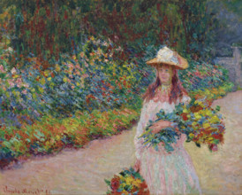 Young girl in the garden at Giverny, 1888. Creator: Monet, Claude (1840-1926).