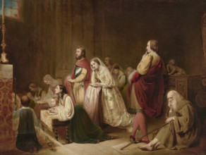 The First Meeting of Petrarch and Laura. Creator: O'Neil, Henry Nelson (1817-1880).
