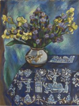 The blue tablecloth (Still life in blue), 1918. Creator: Pechstein, Hermann Max (1881-1955).