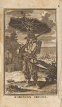 Frontispiece, Robinson Crusoe by Daniel Defoe, 1721. Creator: Picart, Bernard (1673-1733).