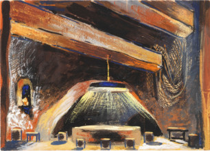 Stage design for the ballet Bolero by M. Ravel. Teatro San Carlo, Naples, 1945. Creator: Prampolini, Enrico (1894-1956).