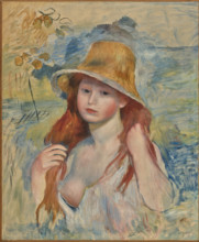 Young Girl with a Straw Hat, 1884. Creator: Renoir, Pierre Auguste (1841-1919).
