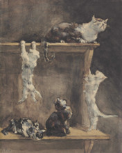 Cats and kittens on a dresser. Creator: Renouard, Paul (1845-1924).
