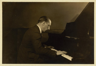 Igor Stravinsky at the piano in Aeolian Hall, New York, 1925. Creator: Scandlin, Horace (1880-1948).
