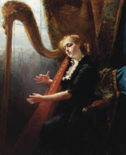 Playing the harp. Creator: Schwartze, Thérèse (1851-1918).