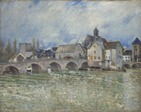 The Pont de Moret-sur-Loing, flood time, c1889. Creator: Sisley, Alfred (1839-1899).