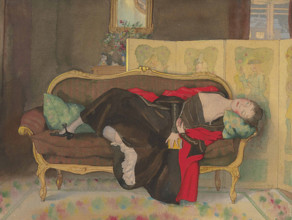 Lady lying on a divan, 1917. Creator: Somov, Konstantin Andreyevich (1869-1939).