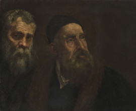 Double portrait of Jacopo Tintoretto (1518-1594) and Titian (1488-1576). Creator: Tintoretto, Domenico (1560-1635).