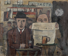 Café with man reading, 1940. Creator: Torres-García, Joaquín (1874-1949).