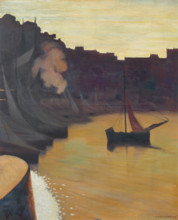 Corner of the harbor in the evening, 1914. Creator: Vallotton, Felix Edouard (1865-1925).