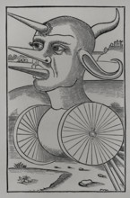 Wheeled war machine for breaking enemy ranks or crushing soldiers, 1532, (1877).  Creator: Unknown.