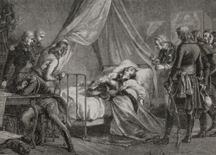 Death of General Hoche in Wetzlar, due to tuberculosis, on 19 September 1797, (1879).  Creator: Unknown.