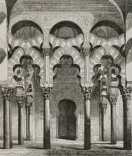 Interior of Great Mosque of Cordoba, Andalusia, Spain, 1853.  Creator: Unknown.