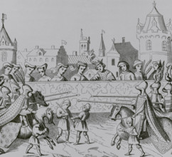 Jousting in honour of  Isabella of Bavaria's entrance into Paris, 20 June 1389 , 15th cent (1877).  Creator: Unknown.
