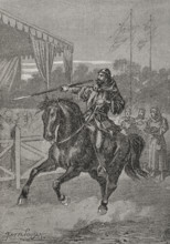 Peter III of Aragon in the arena at Bordeaux , 1283, (1890).  Creator: Joan Serra y Pausas.