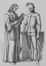 Notary and henchman in the 15th century, Italy, 1878. Creator: Unknown.