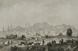 Panoramic view of the city, Angora (currently Ankara), Turkey, 1838.  Creator: Auguste-Francois Ales.