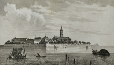 Monastery of Saint Lazarus of the Armenians, Venice, Italy, 1838.  Creator: Samuel Cholet.