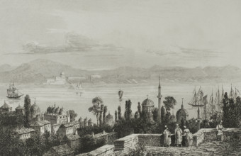 View of Pera, suburb where the Armenians live, Constantinople, (Istanbul), Turkey, 1838. Creator: Victor-Marie-Felix Danvin.