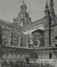 Small Cloister, Certosa di Pavia. Italy, 1877.  Creator: Jules Jean Marie Joseph Huyot.