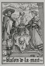The coat of arms of Death from "The Dance of Death", 1538, (1877).  Creator: Unknown.