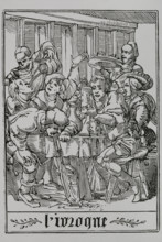 The Drunkard from "The Dance of Death", 1547, (1877).  Creator: Unknown.