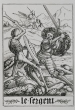 The Sergeant from "The Dance of Death", 1547, (1877). Creator: Unknown.