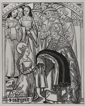 Radegund receiving the habit and being consecrated a deaconess by Medard (456-545)...1513 (1877). Creator: Unknown.
