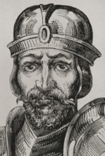 Roderick, (Rodrigo), last Visigothic king, (710 to 711), 1853.  Creator: Unknown.