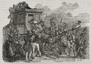 First Carlist War, (1833-1840): Assault by the Carlists on the postal service on its way...1842. Creator: Unknown.