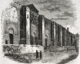 Exterior view of Mosque-Cathedral of Cordoba, Andalusia, Spain, 1852. Creator: Coderch.