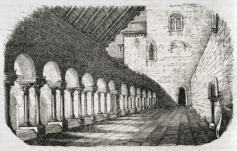 Cloister, Monastery of Santa Maria Real de Las Huelgas, Castile, Spain, 1852.  Creator: Unknown.