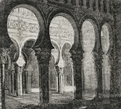 Interior, Synagogue of Santa Maria la Blanca, Toledo, Spain, 1852. Creator: Unknown.