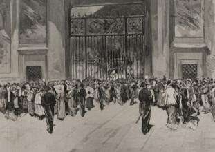 The novendialis ceremonies after the death of Pope Pius IX in Rome, (Italy), 1878. Creator: Bernardo Rico.