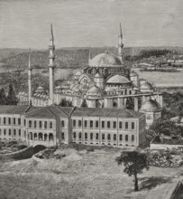 Suleymaniye Mosque designed by architect Mimar Sinan, Istanbul, Turkey, 1878. Ottoman architecture. Creator: Mimar Sinan.
