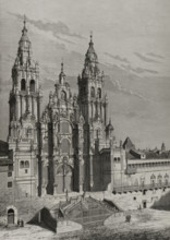 Main facade or Obradoiro, Cathedral of Santiago de Compostela, Galicia, Spain, 1878.  Creators: Manuel Nao, Bernardo Rico.