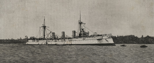 The Imperial German Navy protected cruiser SMS Kaiserin Augusta, (1892-1920), 1898. Creator: Tomás Carlos Capuz.