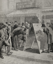 Recruiting office in New York by means of posters...,  Spanish-American War, 1898. Creator: Unknown.