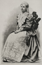 Wilhelmina of the Netherlands, (1880-1962) in traditional costume, 1898.  Creator: Unknown.