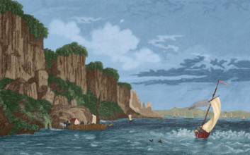 The Palisade Rocks on the Hudson River, West Bank, New York, 1837, (1850). Creator: Unknown.