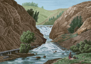 Waterfalls at Mount Ida, United States, 1837, (1850).  Creator: Jacques Gerard Milbert.