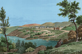 View of West Point, United States, 1837, (1850).  Creator: Jacques Gerard Milbert.
