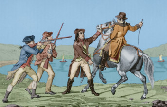 Arrest of Major Andre, ( (1750-1780) at Tarrytown in 1780, American Revolution (1775-1783), 1850. Creator: Emile Louis Vernier.