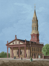 St Paul's Chapel in Manhattan, New York, 1837, (1850).  Creator: Jules Louis Arnout.