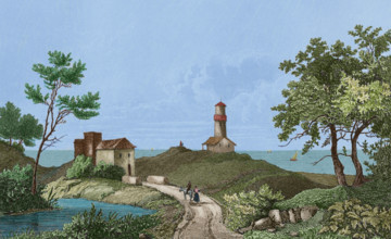 View from Lake Erie, (Great Lakes), United States, 1837, (1850).  Creator: Jacques Gerard Milbert.